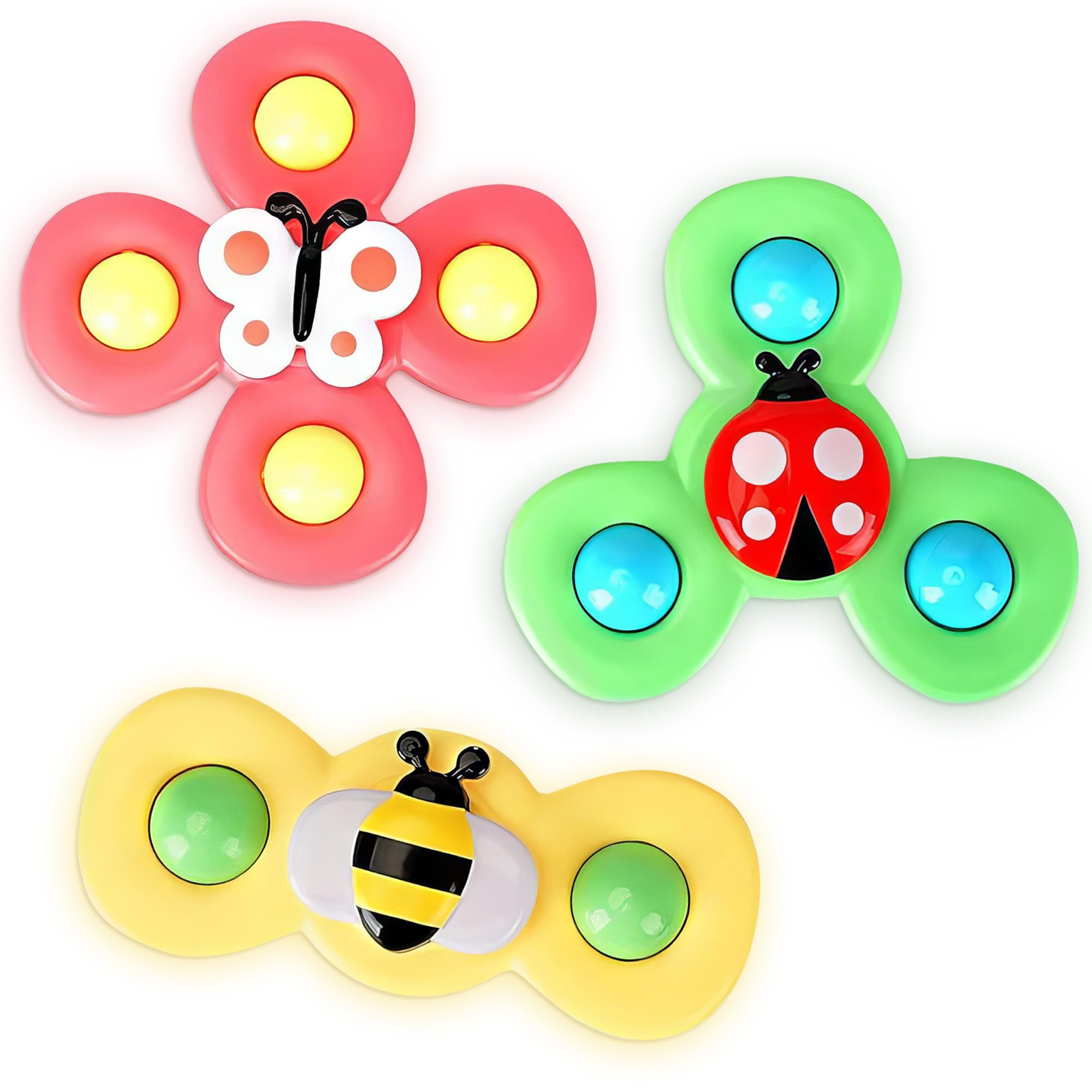 3Pcs Baby Suction Cup Fidget Spinner Toys - High Chair & Bath Time Sensory Toys for Toddlers, Stress Relief & Fun Playtime Activity for Kids