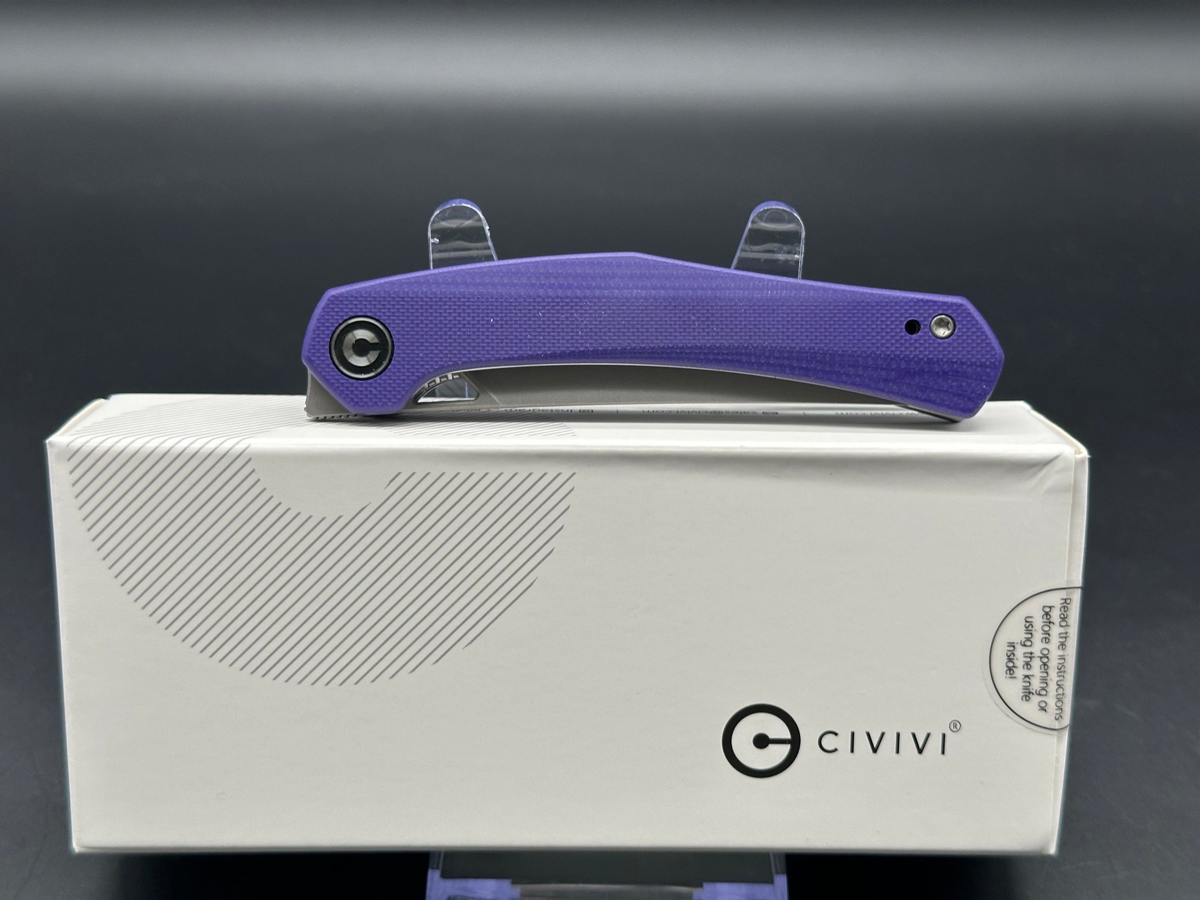CIVIVI Lazar Liner Lock Folding Pocket Knife - Purple G10 Handle, 3.3