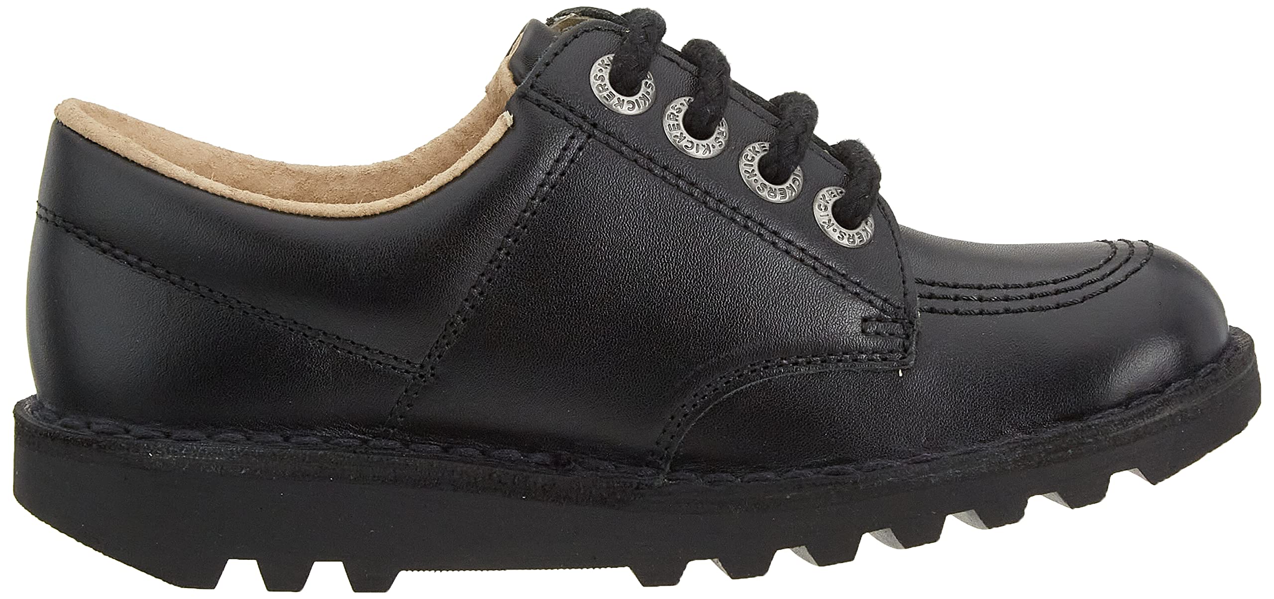 Kickers Kick Lo Y Black Leather School Shoes for Kids - Comfortable & Durable Boys' Sneakers for School, Casual Wear & Everyday Use