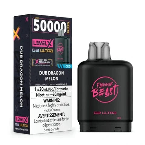 Flavour Beast Level X G2 Ultra Pods - 50,000 Puffs, 20mL E-Liquid, All Flavors | Long-Lasting Vape Pods for All-Day Use | Perfect for Travel, Work & Social Events