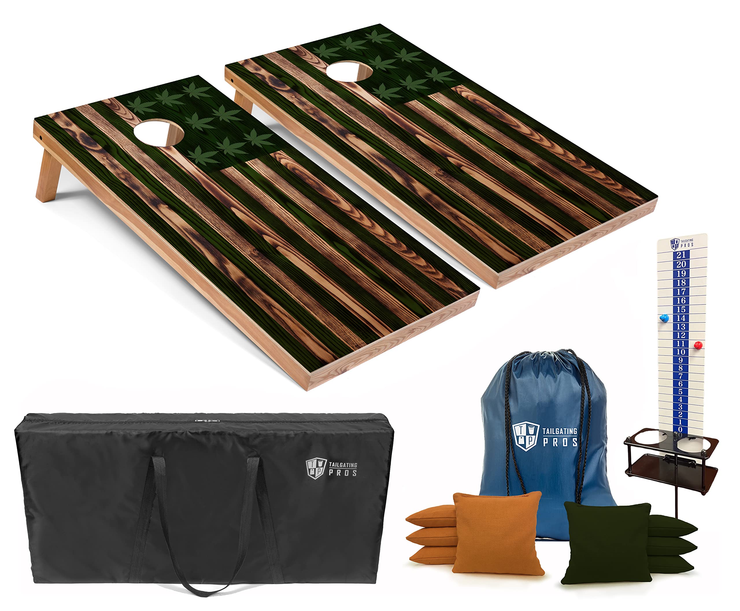 Premium Cornhole Game Set with 8 Bean Bags, Scoreboard & Carrying Case - Regulation 4'x2' Corn Hole Boards - Perfect for Tailgating, Backyard Parties & Outdoor Games (LED Light Option Available)