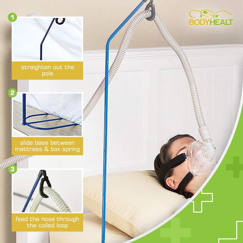 BodyHealt CPAP Hose Holder Hanger - Adjustable CPAP Tube Stand for Bedside, Tangle-Free CPAP Accessories with Storage Bag - Perfect for Sleep Apnea Machines & Travel Use