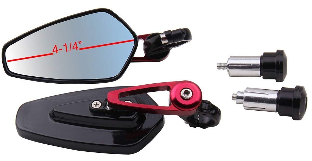 Black Arrow Bar End Mirrors with Red Stem - Compatible for 2018 Ducati 959 Panigale - Motorcycle Safety Accessories for Enhanced Visibility & Style on the Road