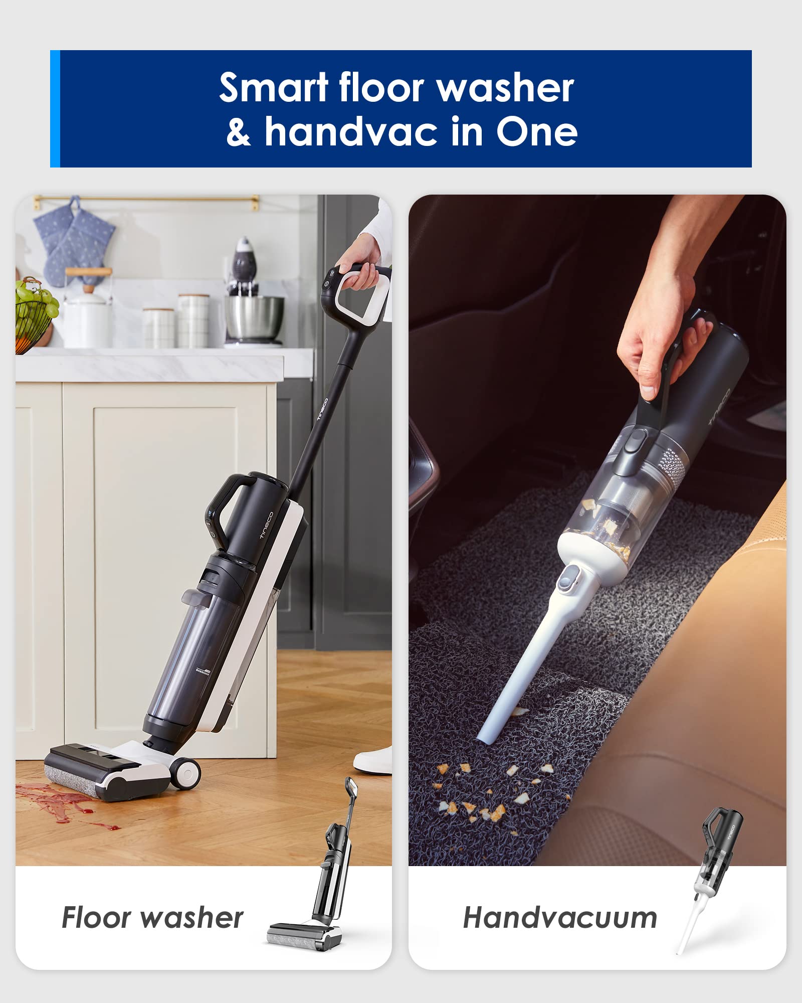 Tineco S5 Cordless Wet Dry Vacuum Cleaner & Mop - Lightweight for Multi-Surface Cleaning at Home