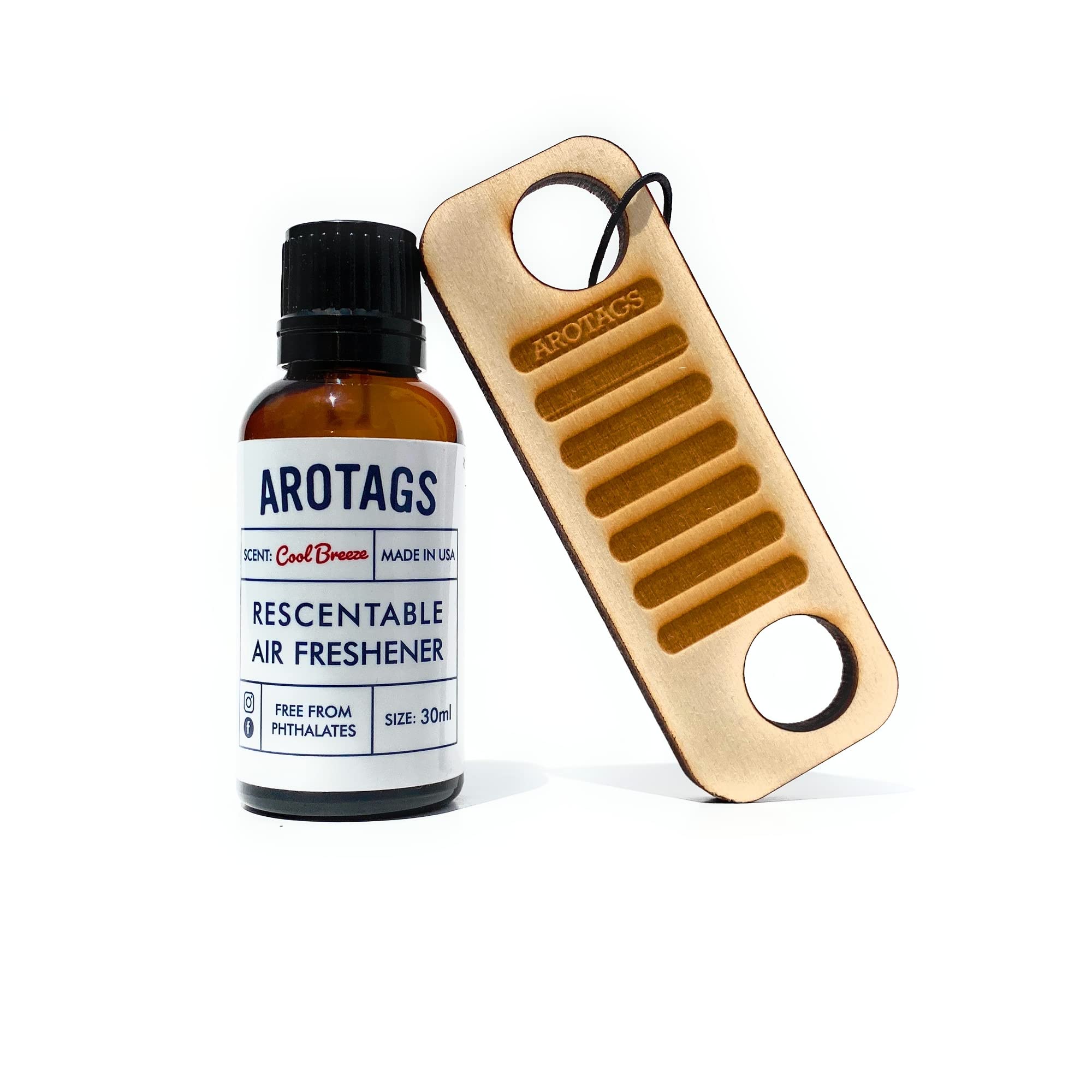 Premium Arotags Offroad Wooden Car Air Freshener - 365+ Days Long-Lasting Backwoods Birch Scent - Includes Hanging Mirror Diffuser & Fragrance Oil - 100% American Made - Perfect for Cars, Trucks, SUVs & Offroad Adventures