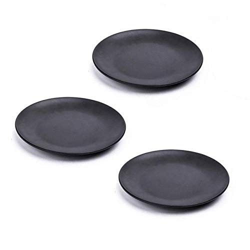 Mengbaobao 6 Inch Melamine Dinner Plates Set of 3 - Shatterproof Black Dishes for Indoor & Outdoor Dining, Picnics, Camping, and Parties