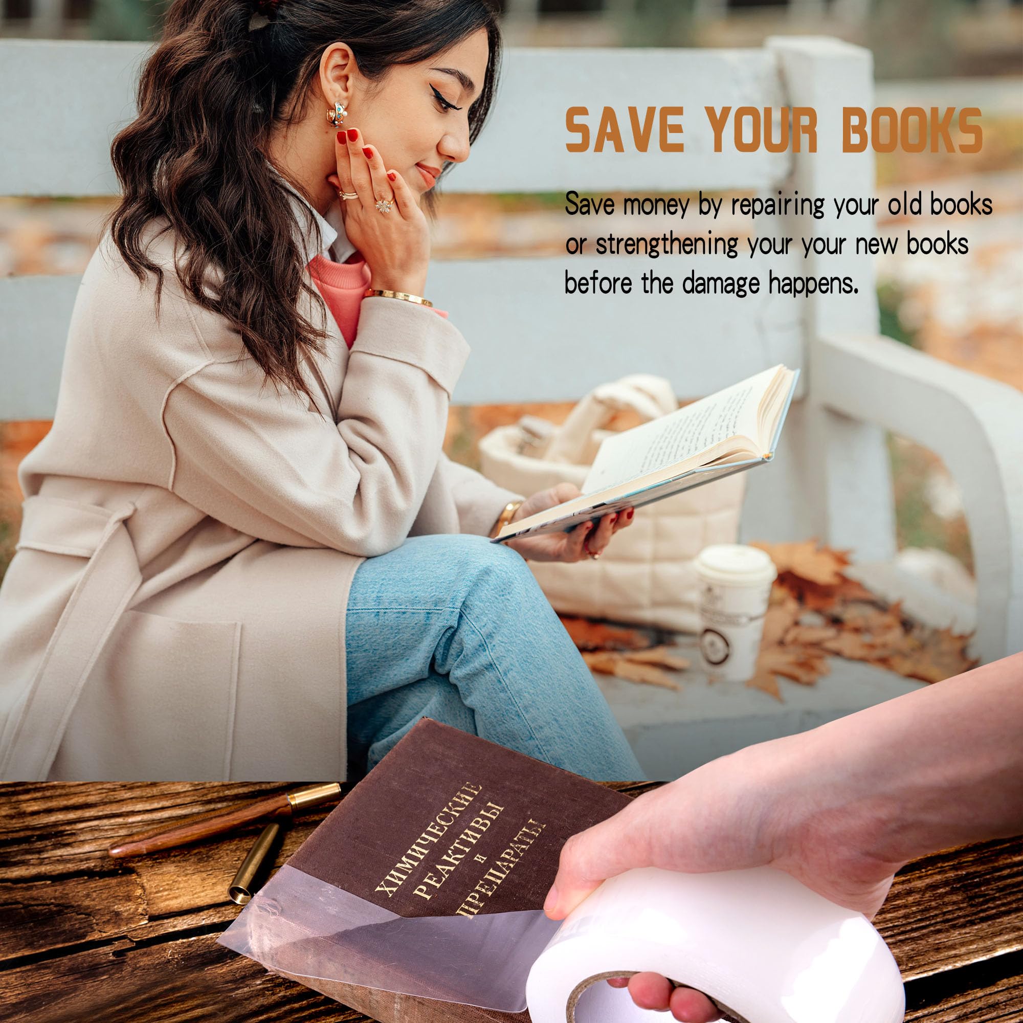 Clear Book Repair Tape - Self-Adhesive Stretchable Book Binding Tape, 1 Inch x 108 FT - Reinforce & Protect Old Books, Magazines, Comics - Perfect for Library, School & Home Book Restoration Projects