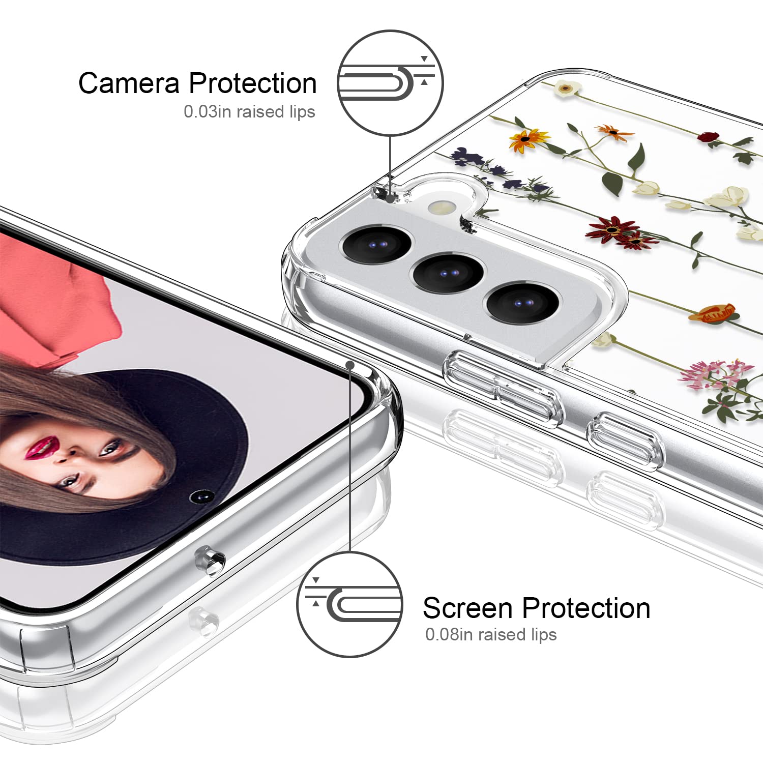 ICEDIO Slim Fit Crystal Clear Protective Case for Samsung Galaxy S22 6.1