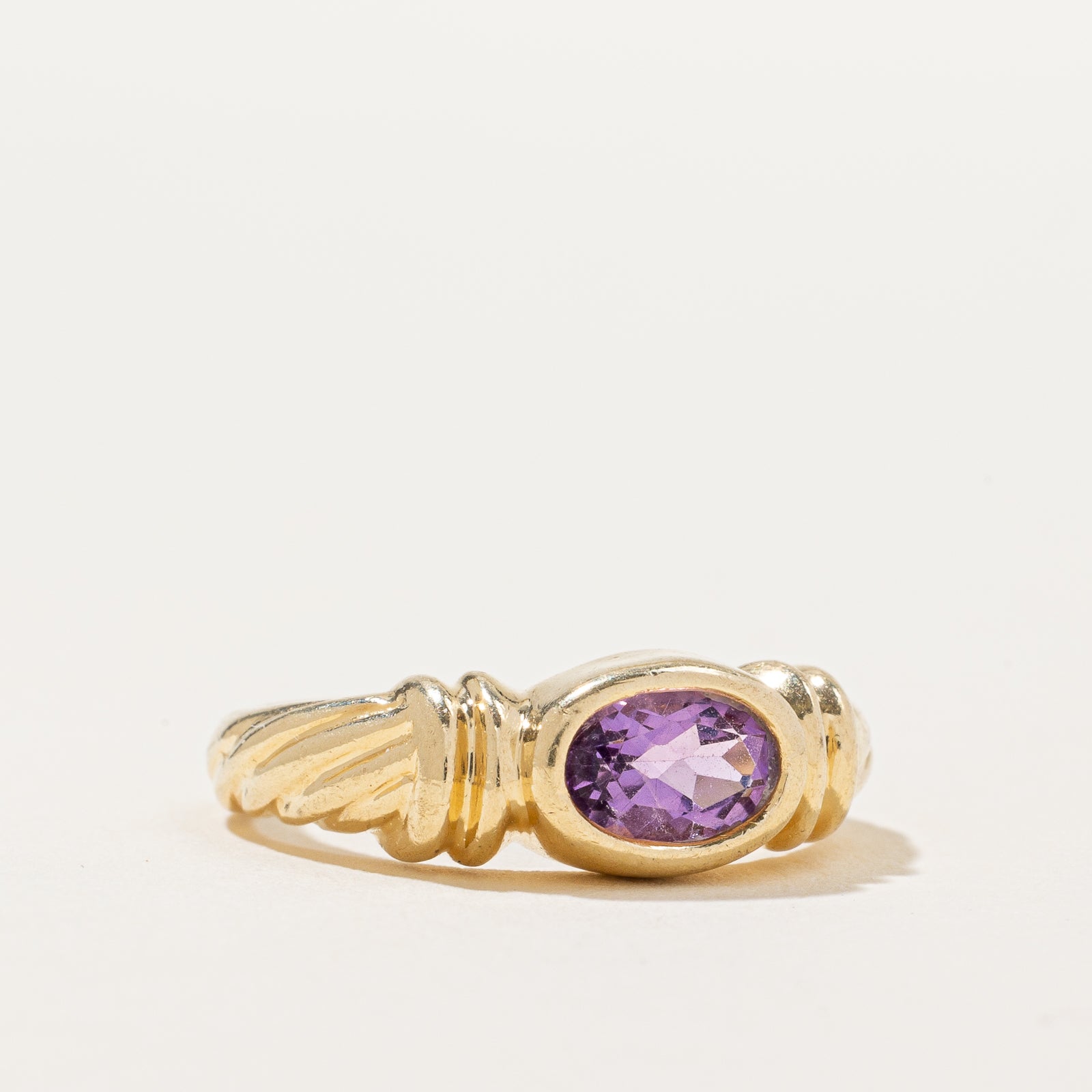 Elegant Oval Cut East West Amethyst Ring - 0.60ct Natural Gemstone Jewelry - Size 6 - Perfect for Engagement, Anniversary & Everyday Wear