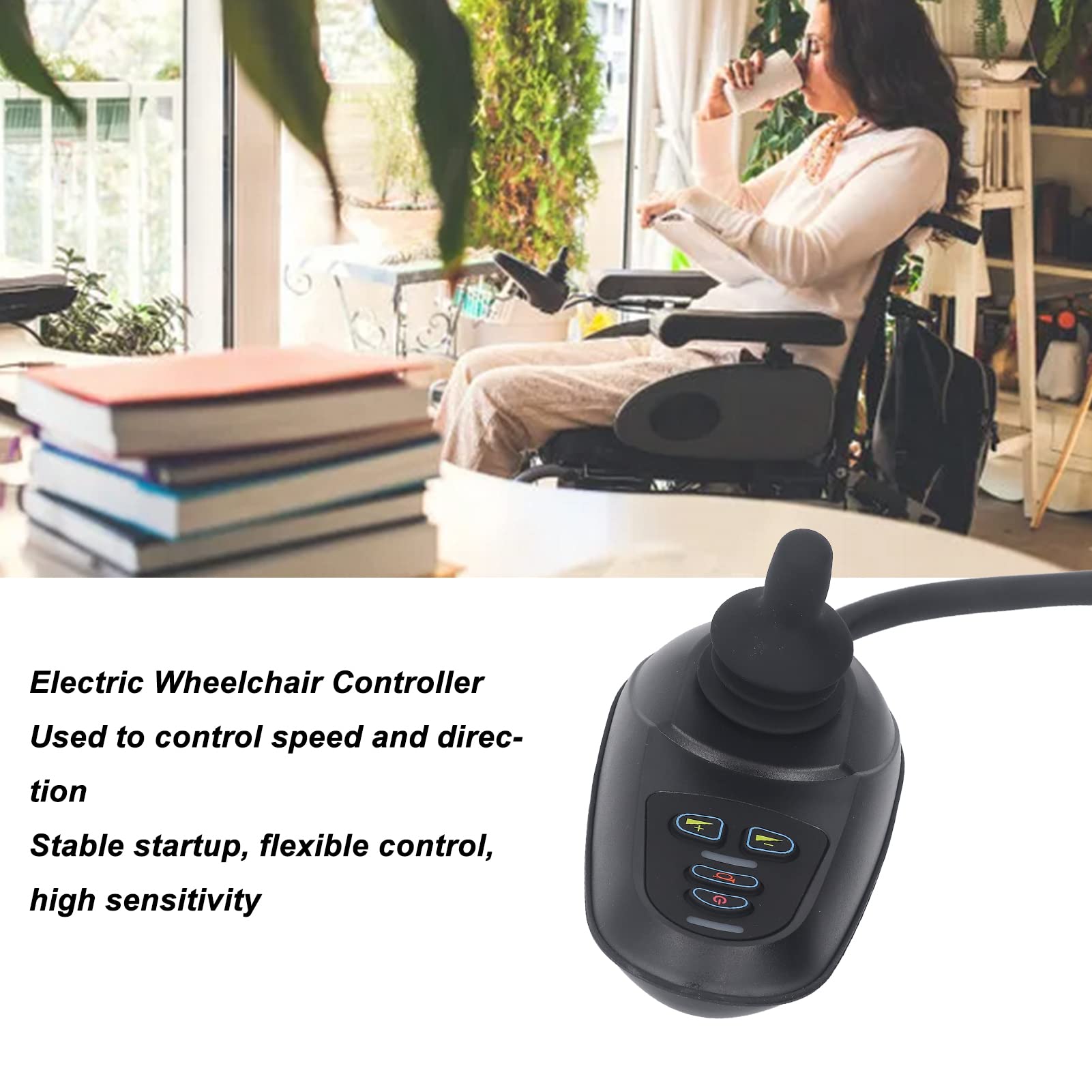 Electric Wheelchair Joystick Controller - 50A DC 24V Wheelchair Brake Controller for Enhanced Safety | Mobility Scooter & Power Wheelchair Accessory | Perfect for Indoor/Outdoor Use & Daily Commuting