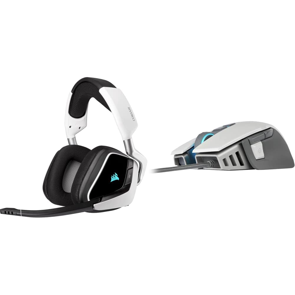 Corsair Void Elite Wireless On-Ear Gaming Headset & M65 RGB 8-Button Wired Gaming Mouse - White Combo for PC, PS5, Xbox Series X - Perfect for FPS, Streaming & Esports