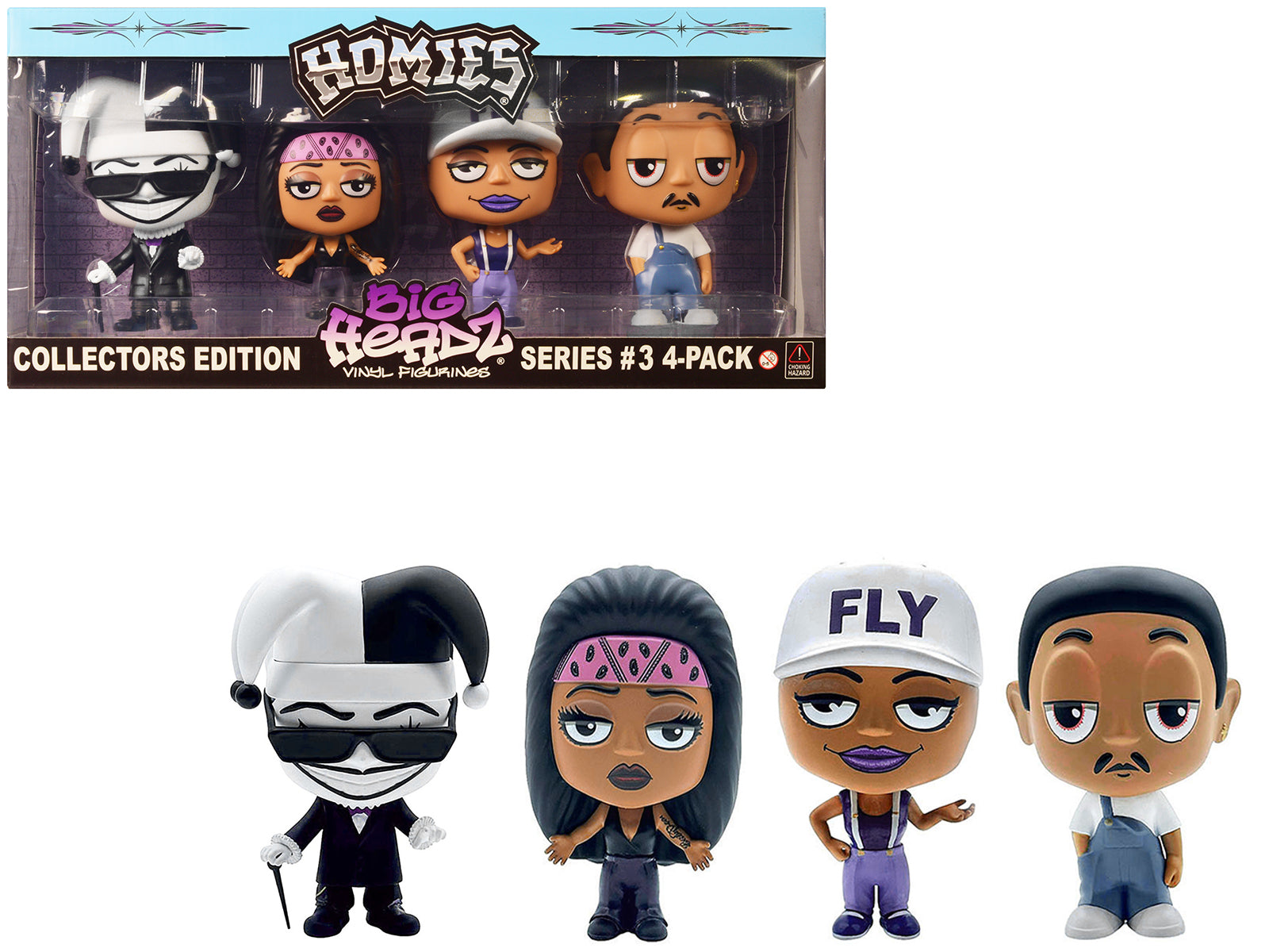 Homies Big Headz Series 3 Collector's Edition - 4 Pack Action Figures for Display & Gifts | Pop Culture Collectibles for Home Decor & Office