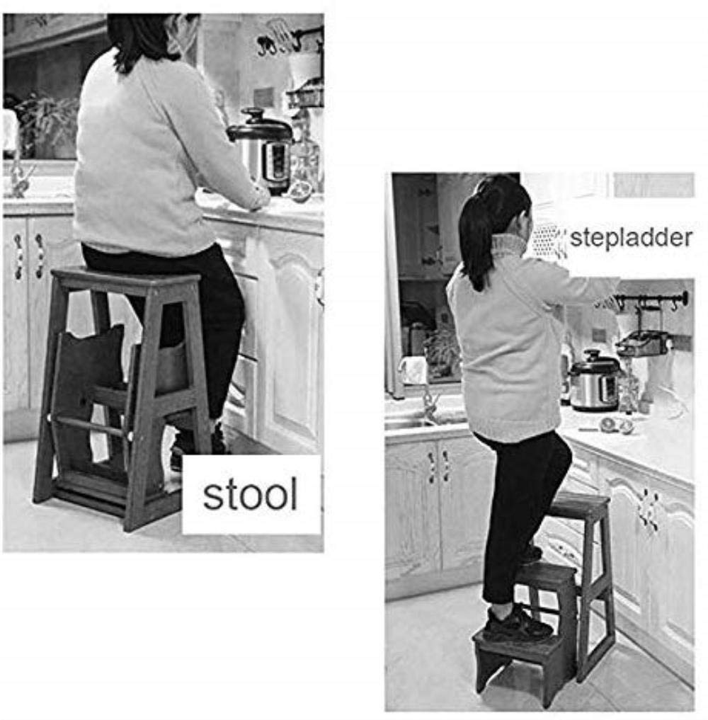 KAZUP Wooden Step Stool for Kitchen, Foldable Multifunctional Ladder Stool with Non-Slip Feet - Perfect for Home, Office, and Kids' Safe Climbing