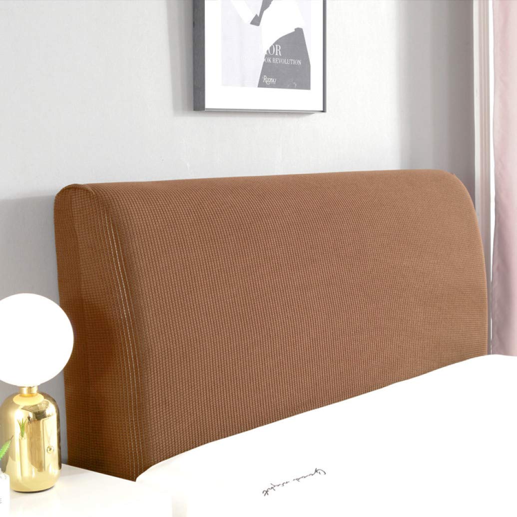 BERTERI King Size Elastic Solid Color Headboard Cover - Brown Polyester Dustproof Protector for Wooden & Leather Upholstered Beds | Perfect for Bedroom Decor & Dust Protection