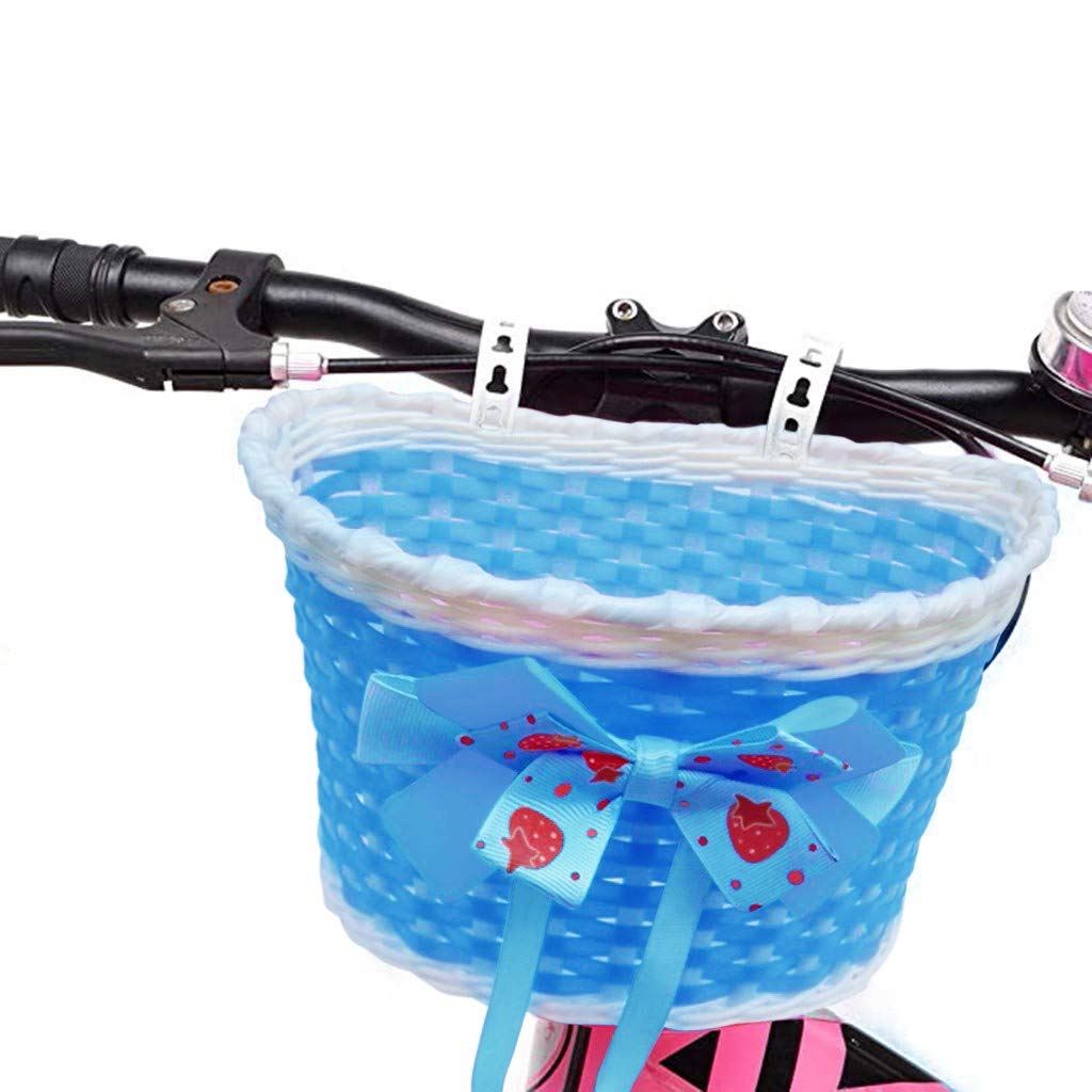 Xipoxipdo Front Kids Bike Basket - 1Pcs Bowknot Design Bicycle Basket for Boys & Girls - Stable Shopping Basket Bike Accessories for Easy Riding & Grocery Trips