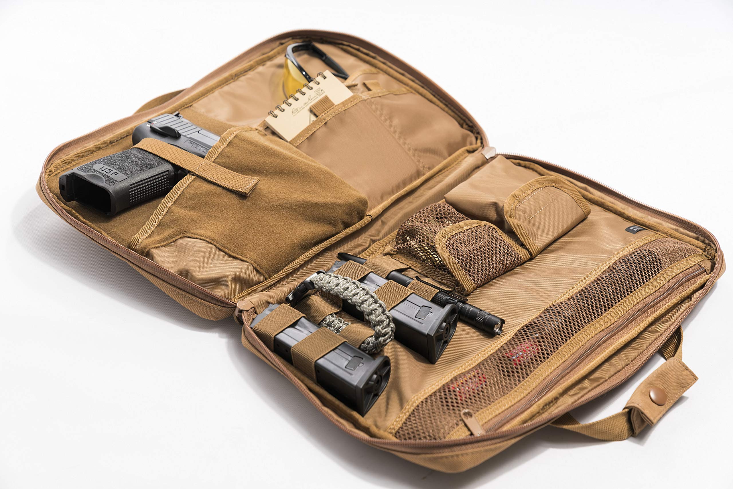 LA Police Gear Tactical Soft Pistol Case - Durable Nylon Handgun Storage & Small Electronic Gear Organizer (Coyote) | Perfect for Range Trips, Travel & Secure Firearm Transport