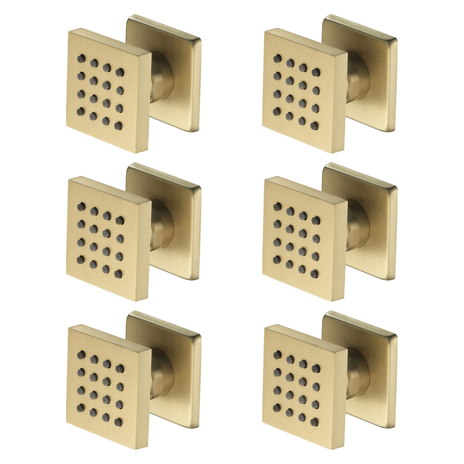 Brushed Gold Shower Body Spray Jet - 2 Inch Wall Mount Adjustable Shower Side Jets for Spa Experience (4-Pack/6-Pack) - Perfect for Bathroom Renovation & Luxury Shower Upgrades