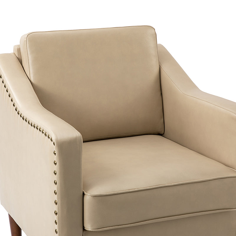 Rafaella Vegan Leather Armchair with Solid Wood Legs - Modern Vegan Leather Lounge Chair with Sturdy Wooden Legs for Living Room, Office, or Reading Nook
