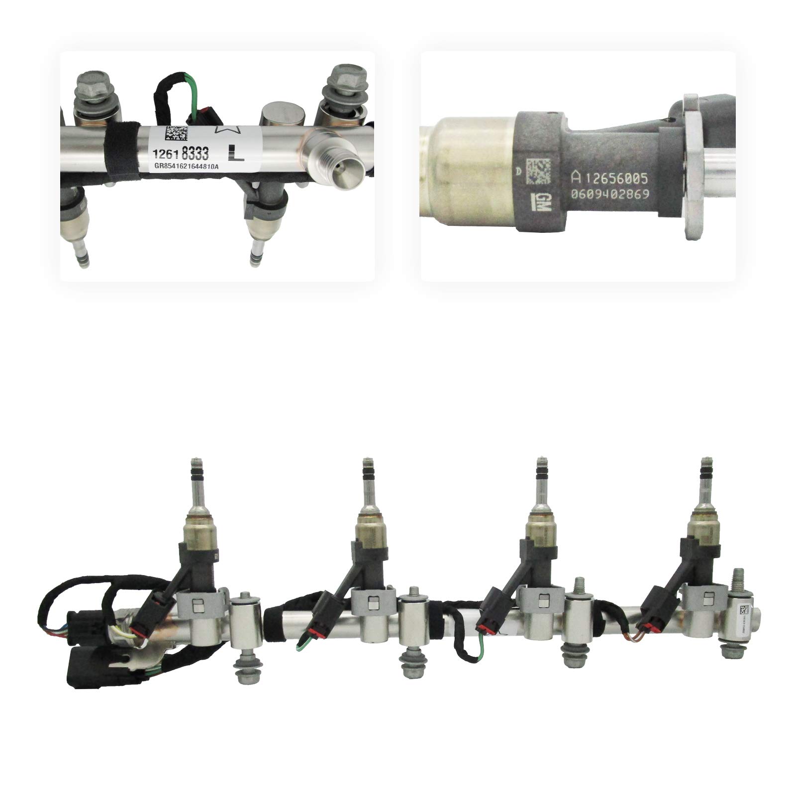 OEM Fuel Injection Assembly 12687244 - Fuel Rail Harness Injectors with Pressure Sensor 12673824 for 5.3L & 6.2L V8 Engines (Left Side) | Compatible with GM Silverado, Sierra, Tahoe, Suburban & Escalade