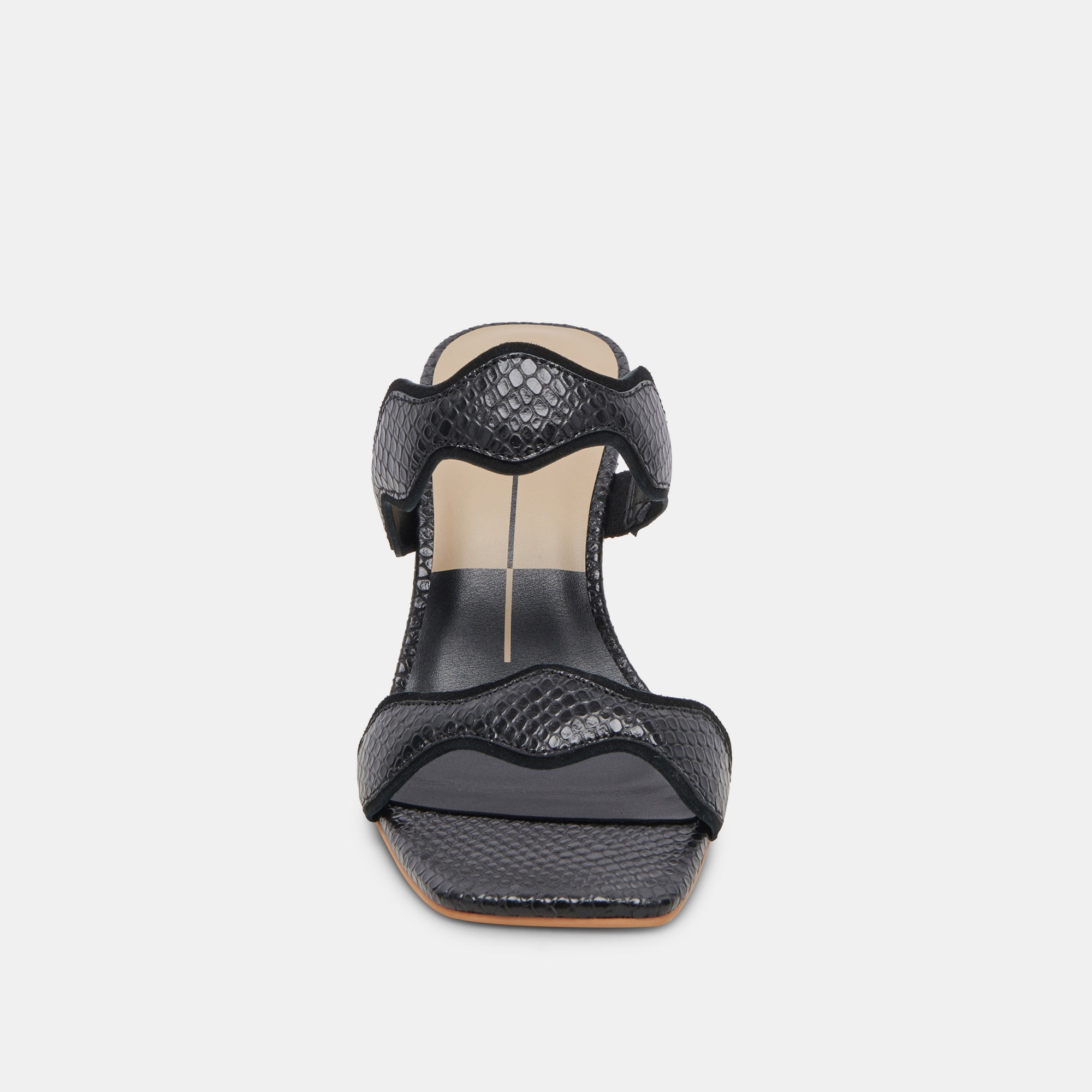 ILVA Women's Wide Heel Onyx Embossed Leather Shoes - Comfortable & Stylish for Work, Parties & Evening Events