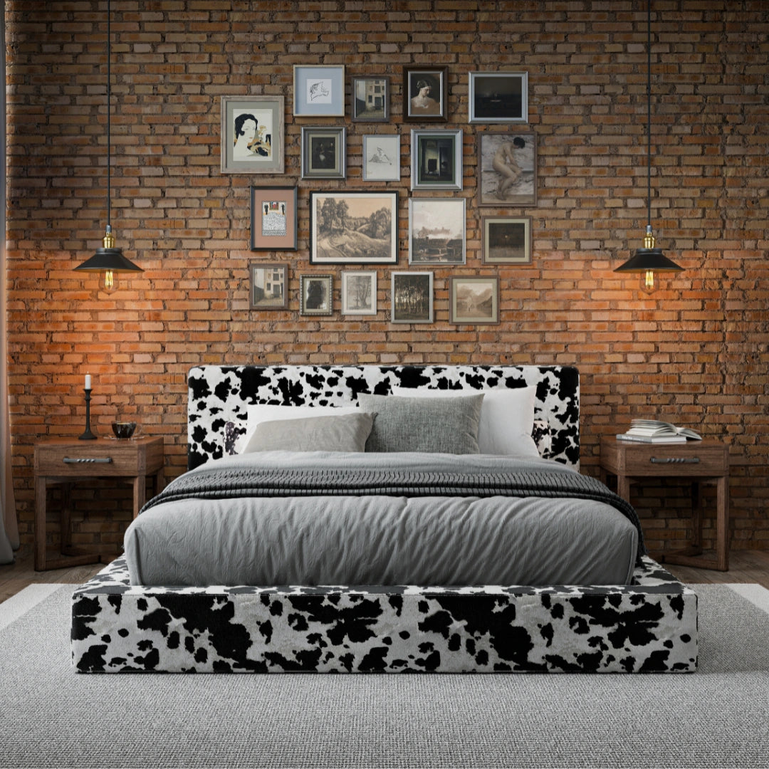 Ultra Bed Set: Queen Size Bed Frame with Upholstered Headboard | Vegan Faux Leather | Perfect for Modern Bedrooms & Guest Rooms