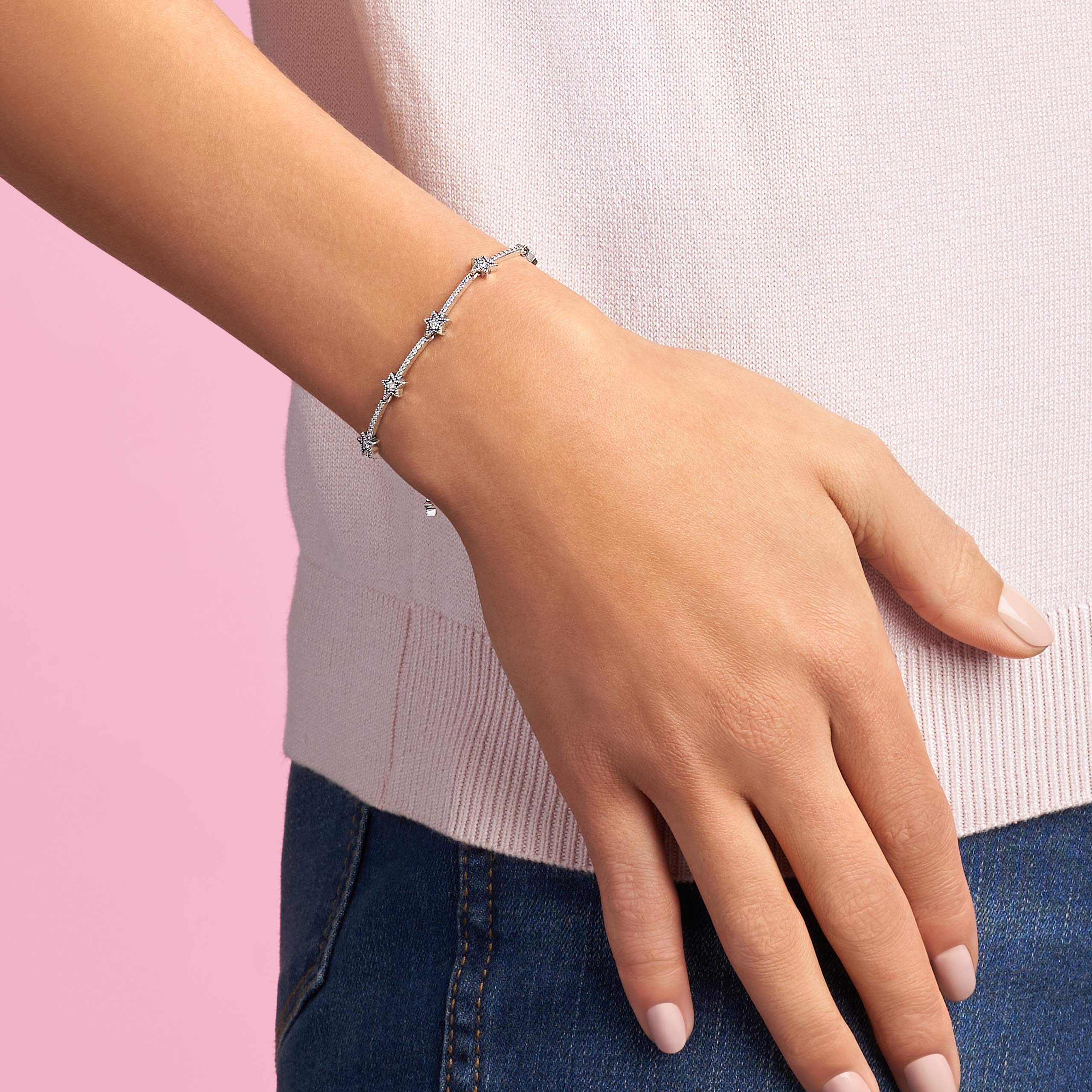 PANDORA Celestial Stars Bracelet for Women - Sterling Silver & Cubic Zirconia Charm Bracelet - Elegant Gift Box Included - Perfect Birthday, Anniversary & Valentine's Day Present - Jewelry for Everyday Wear & Special Occasions