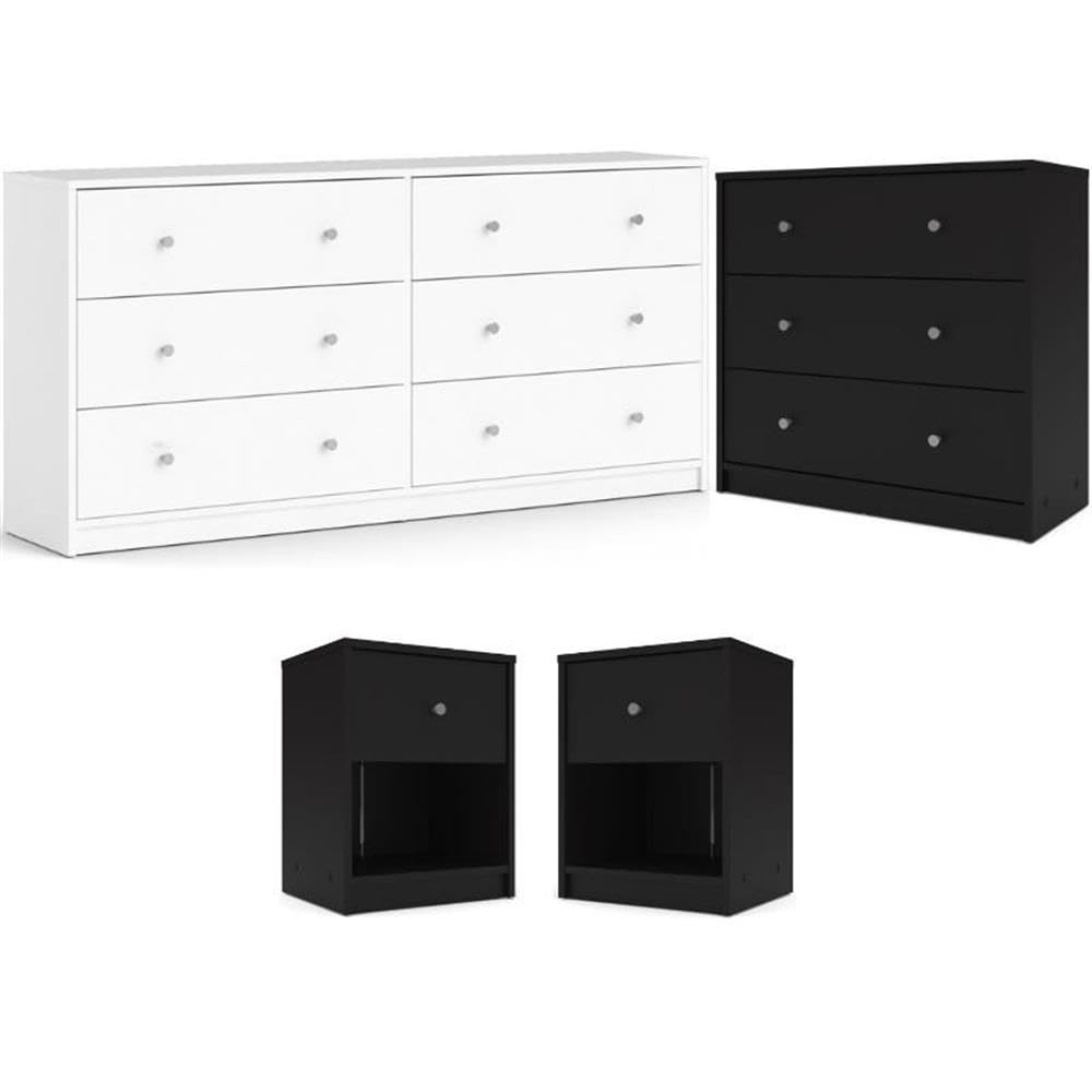 Home Square 4-Piece Bedroom Furniture Set with Dresser, Chest & 2 Nightstands - Modern Wood Bedroom Set for Master Bedroom or Guest Room