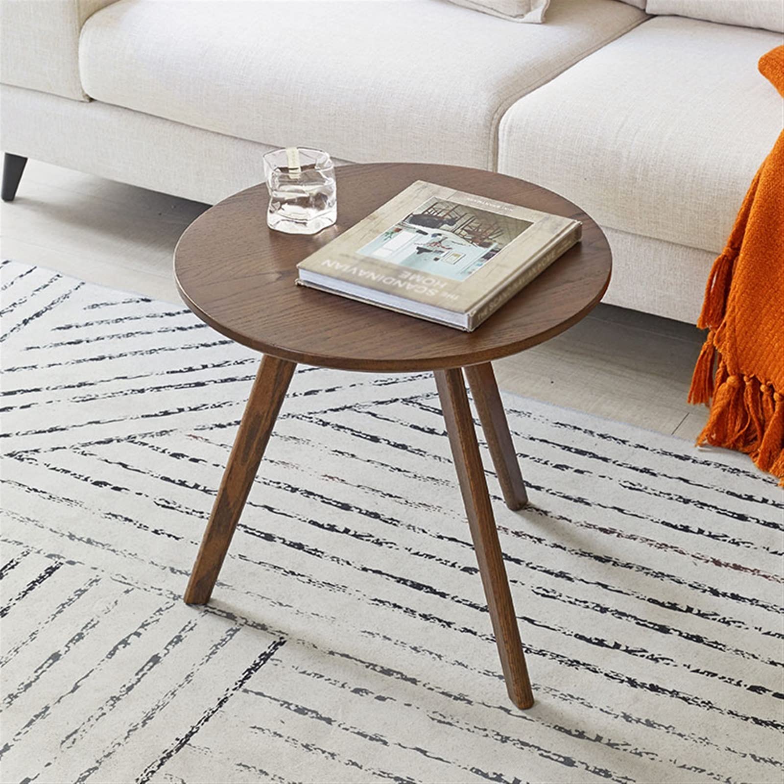 Modern Minimalist Wooden Round Coffee Table - Simple Design Side Table for Living Room, Bedroom, Balcony & Hotel - Small Home Furniture for Coffee, Books & Decor