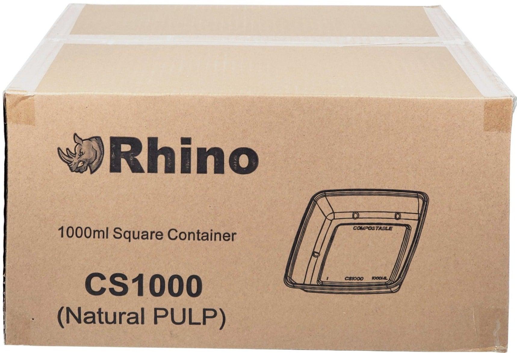 Eco-Friendly 1000ml Square Natural Pulp Box - Rhino Brand CS1000 | Perfect for Takeout, Meal Prep & Sustainable Packaging