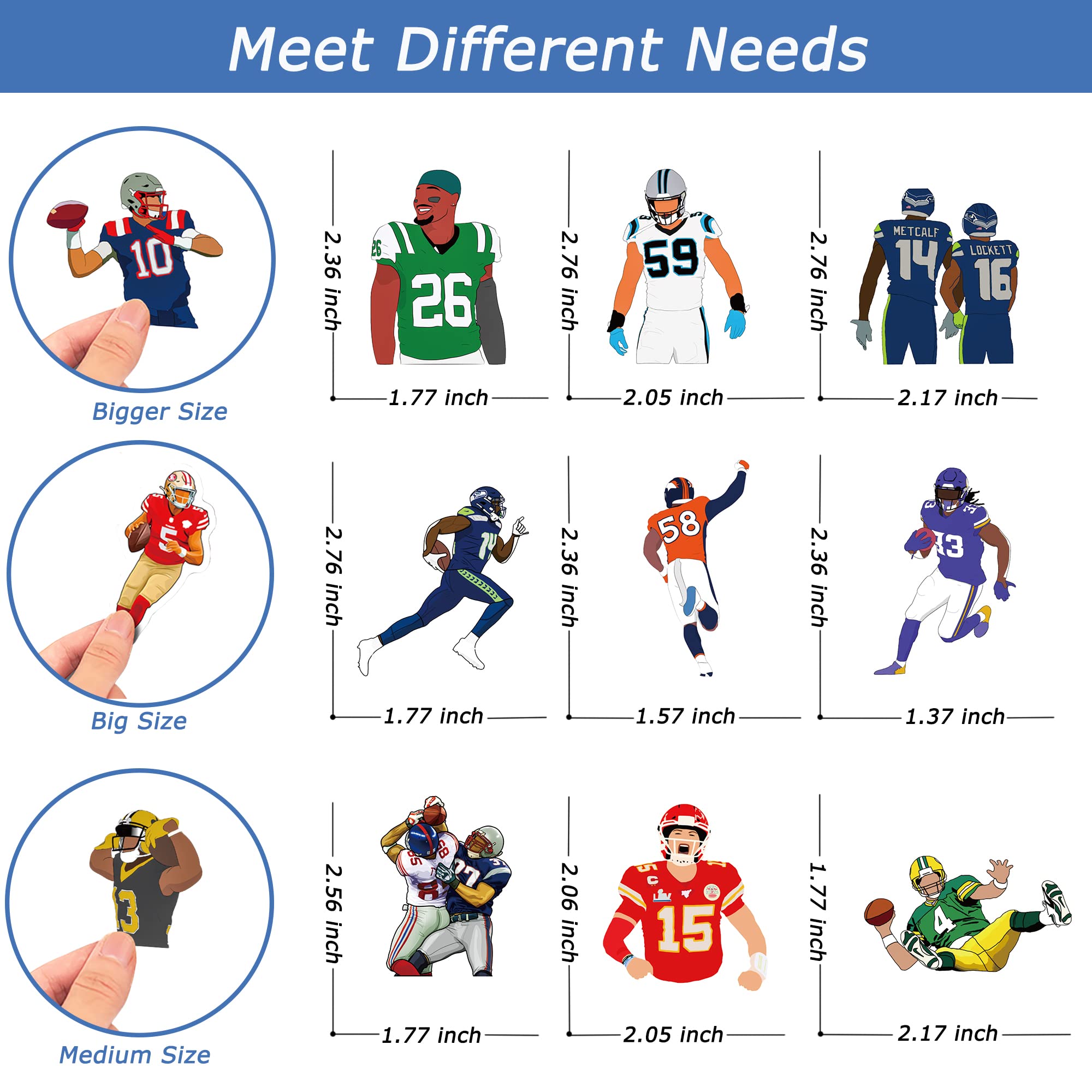 Waterproof Vinyl Stickers Pack - Football, Water Bottle & Laptop Decals for Kids, Boys, Girls & Teens | Perfect for School Supplies, Sports Gear & Tech Accessories