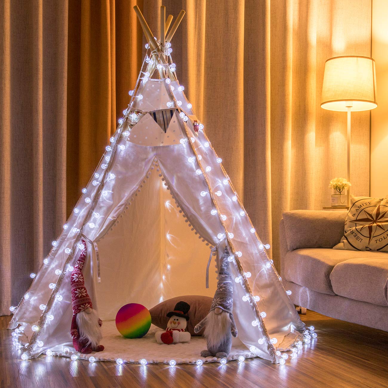 100 LED 49 FT Crystal Bubble Ball Fairy String Lights with Remote - 8 Lighting Modes, Extendable Design for Indoor/Outdoor Wedding, Christmas Tree, Garden, Patio & Party Decor (White) - Perfect for Bedroom, Backyard, Holiday & Special Event Lighting