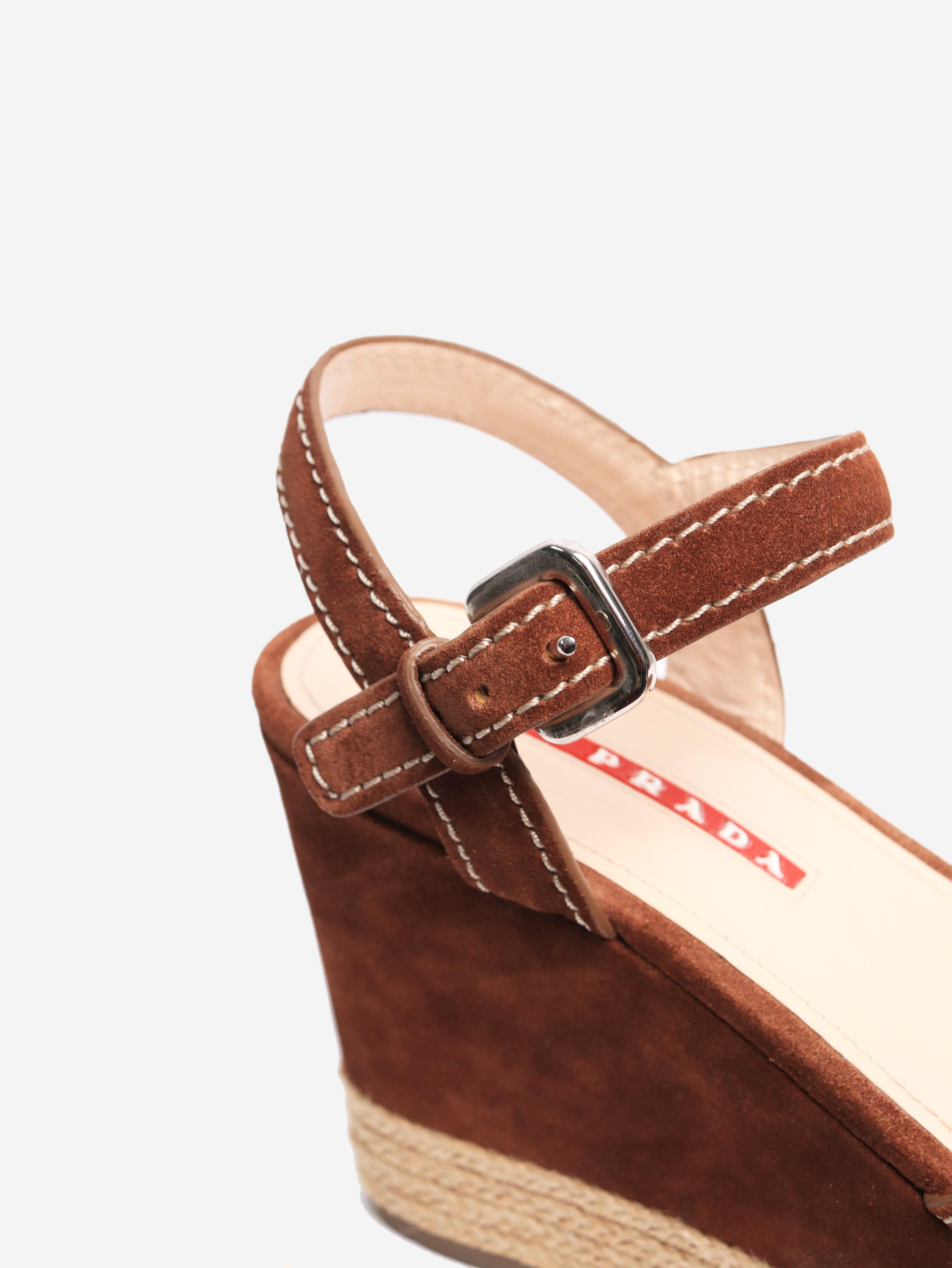 Brown Suede Espadrille Wedge Sandals for Women - Size EU 37 (US 7) | Comfortable Summer Casual Shoes for Beach, Vacation & Everyday Wear