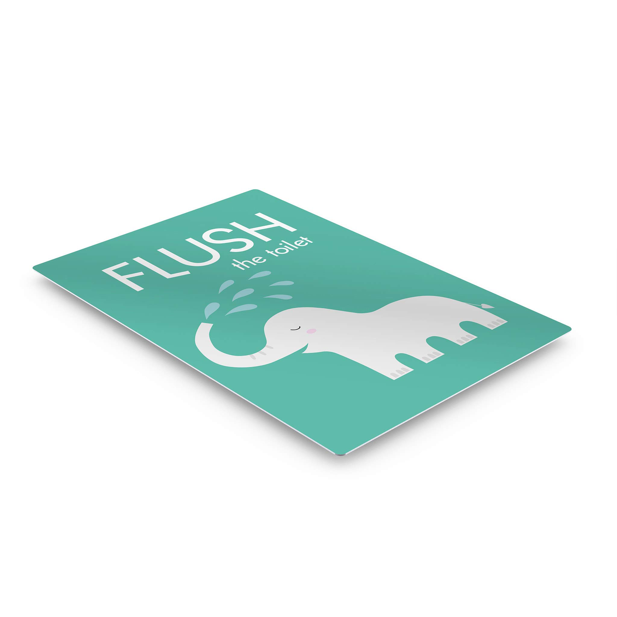 Funny Elephant Bathroom Wall Art - 'Flush The Toilet' Quote Metal Print for Kids & Nursery Decor - Ready to Hang Home Decor (30x20 Inches) | Perfect for Bathroom, Kids Room & Playroom | Made in USA