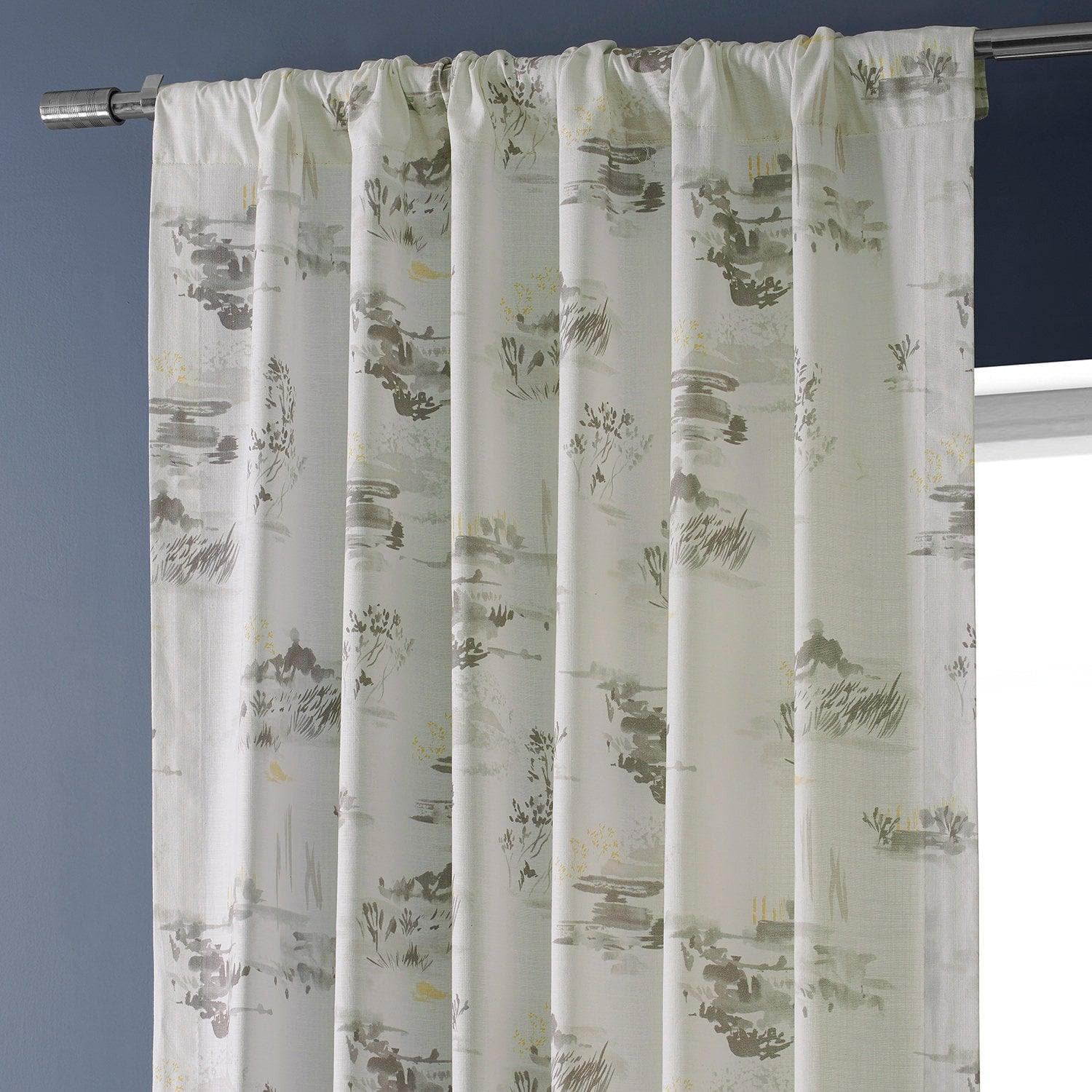 Patches Grey Emblem Textured Printed Cotton Curtain