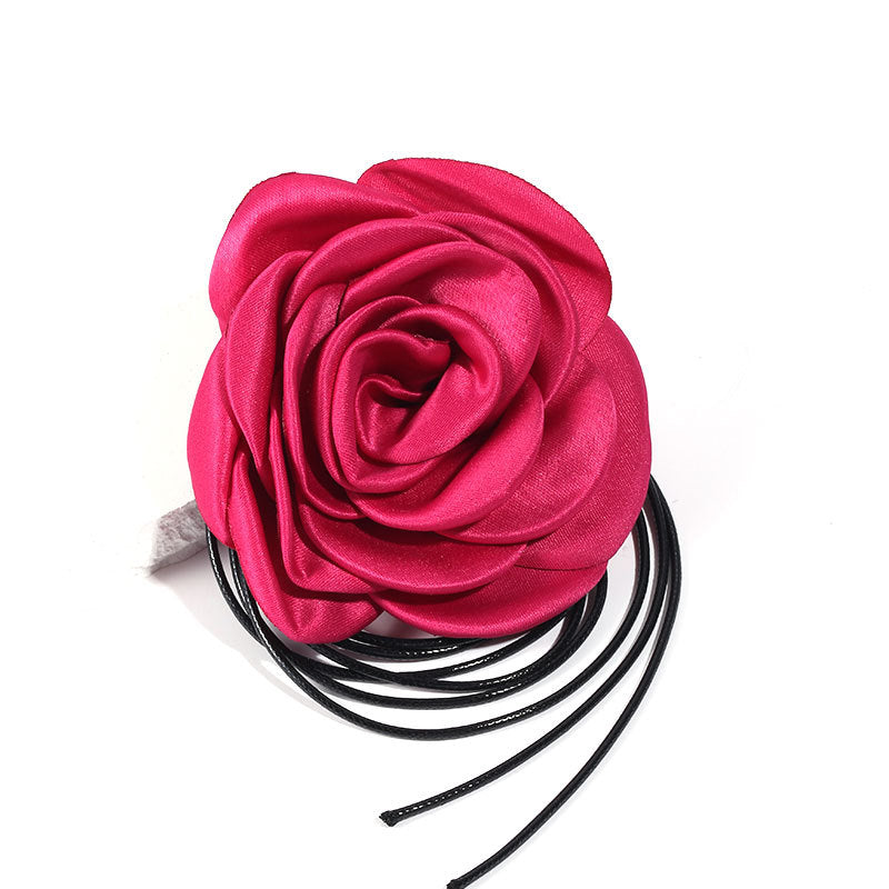 Rose Phantom Flower Suede Choker Necklace | Gothic Victorian Costume Jewelry | Perfect for Halloween, Cosplay & Vintage Fashion Outfits