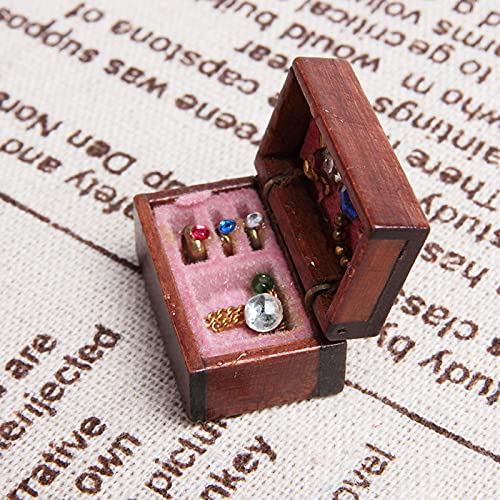 1:12 Miniature Wooden Jewelry Box - Small Decorative Storage for Dollhouse, Bedroom & Vanity Accessories - Perfect for Collectors and DIY Miniature Scenes
