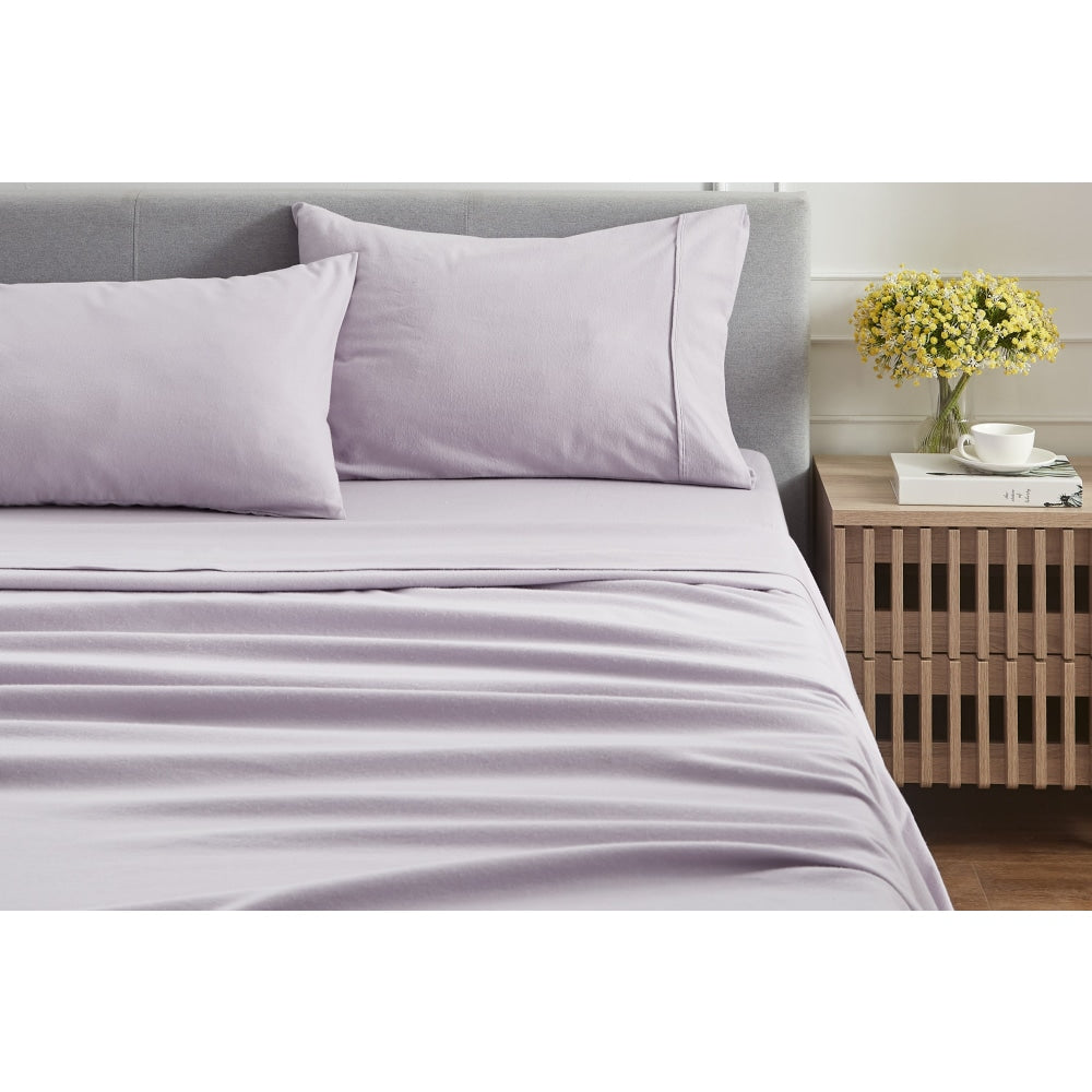 150GSM Soft Cotton Flannel Bed Sheet Set - Orchid Purple Single Size for Cozy Winter Nights | Breathable & Hypoallergenic Bedding for Kids & Adults | Fits Standard Single Mattress (39