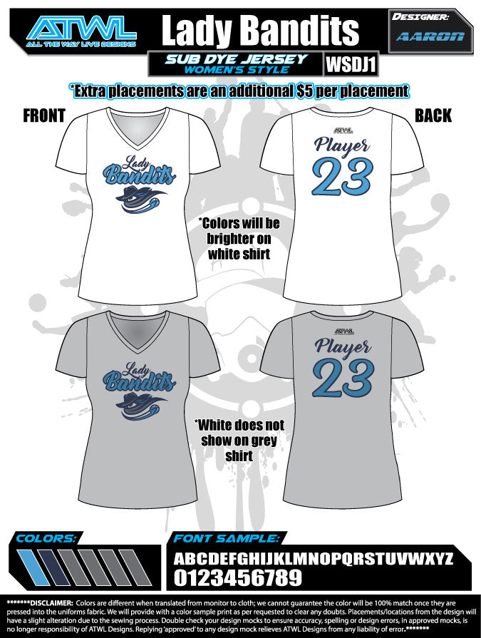 Lady Bandits Women's Alternate Sublimated Dye Jerseys - Breathable & Lightweight Sports Jersey for Softball, Baseball & Outdoor Activities