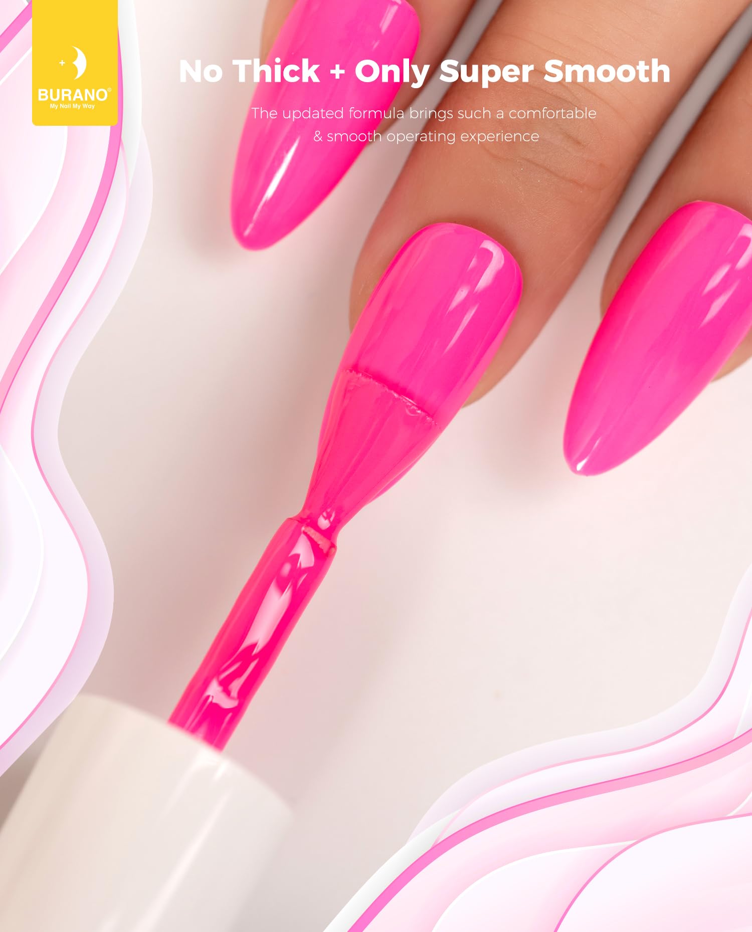 BURANO 15ml Soak Off UV LED Gel Nail Polish - Neon Hot Pink 692 for Nail Art DIY, Salon & Home Manicure | Long Lasting & Vibrant Color for Parties, Weddings & Everyday Wear
