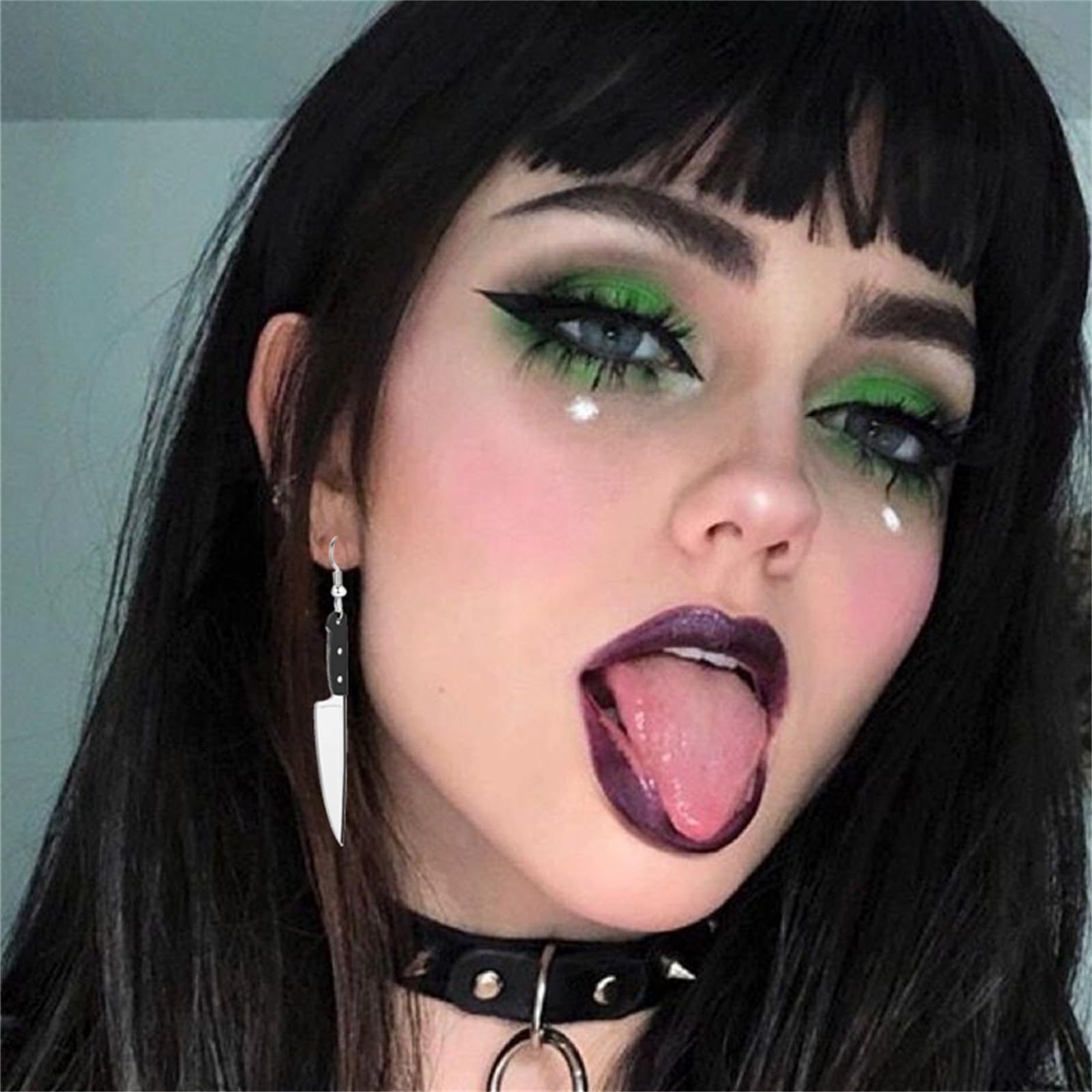 Gothic Horror Skeleton Knife Earrings for Women - Punk Acrylic Dagger Drop Dangle Earrings - Scary Halloween Jewelry (Long Knife) - Perfect for Halloween Parties, Cosplay & Gothic Fashion Accessories
