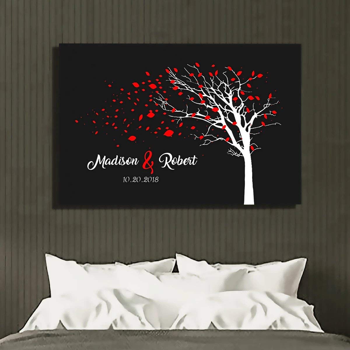 Custom Couple Canvas Wall Art - Personalized Anniversary & Valentine's Day Gift with Names & Date (36