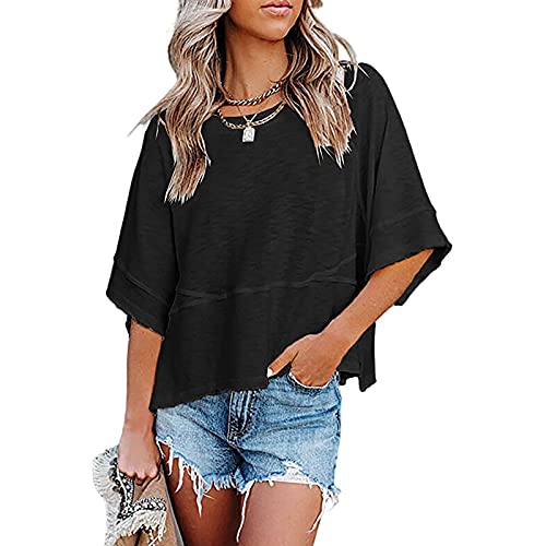 FMCHICO Women's Half Sleeve Round Neck T-Shirt - Soft Cotton Casual Basic Tee for Summer - Perfect for Everyday Wear, Outings & Workouts