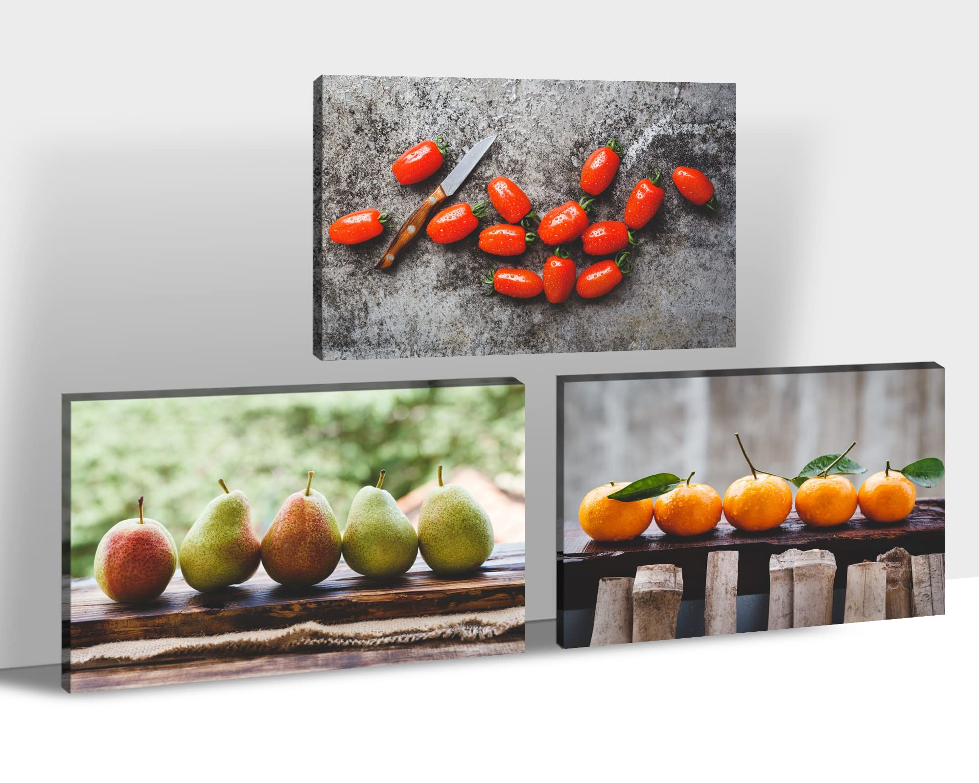 TIMUBA Kitchen Canvas Wall Art Set - 3 Piece Fresh Fruits Paintings for Dining Room, Living Room & Home Decor (20x30 Inch Each) - Perfect for Farmhouse, Modern & Rustic Interior Design