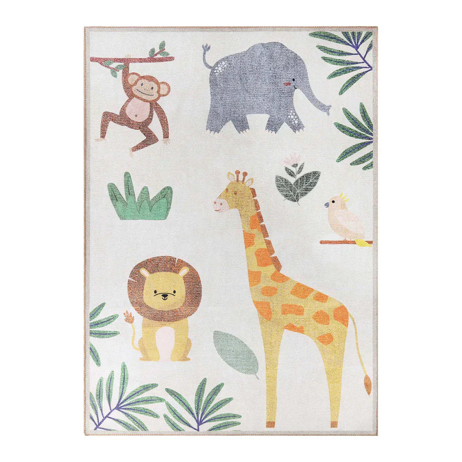 Non-Slip Animal Safari Playroom Rug for Kids - Soft Indoor Play Mat for Nursery, Bedroom & Play Area