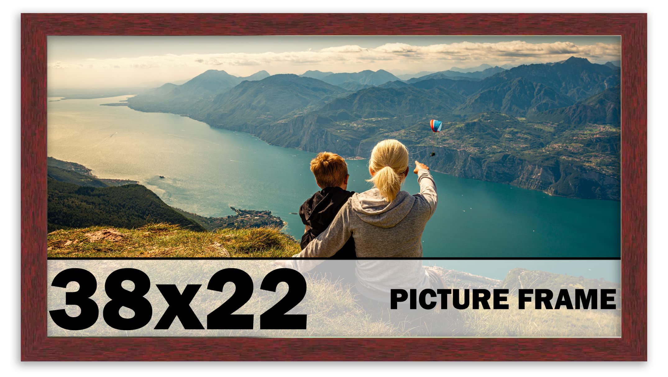 CountryArtHouse 38x22 Inch Solid Mahogany Wood Picture Frame with UV Acrylic Plexiglass - Acid-Free Foam Backing & Hanging Hardware Included - Perfect for Wall Art, Family Photos, and Home Decor
