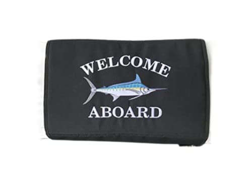 Sunbrella Welcome Aboard Boarding Mat - Custom Boat Gunwale Mat with Embroidery | Non-Slip Marine Deck Mat for Yachts, Sailboats & Boats | Perfect for Boarding Safety & Luxury Boat Decor