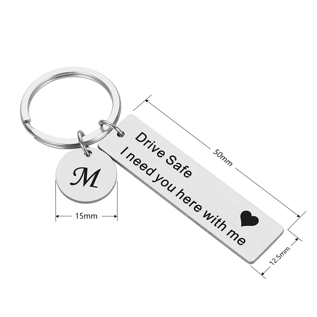 Drive Safe Keychain - 26 Letter Engraved 'I Need You Here With Me' - Thoughtful Christmas & Birthday Gift for Loved Ones - Perfect for Car Keys, Travel Souvenirs & Safety Awareness