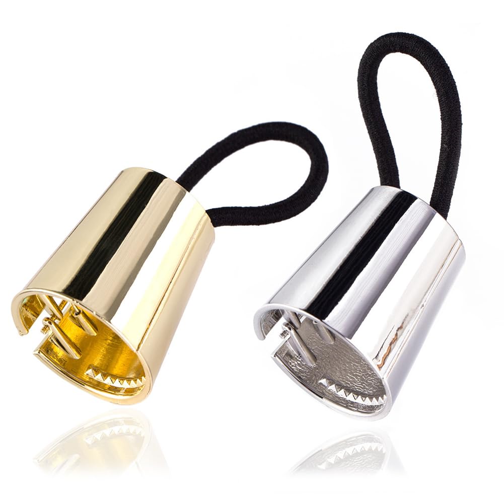 2PCS Metal Hair Cuffs - Gold & Silver Ponytail Holders for Women & Girls - Party & Daily Wear