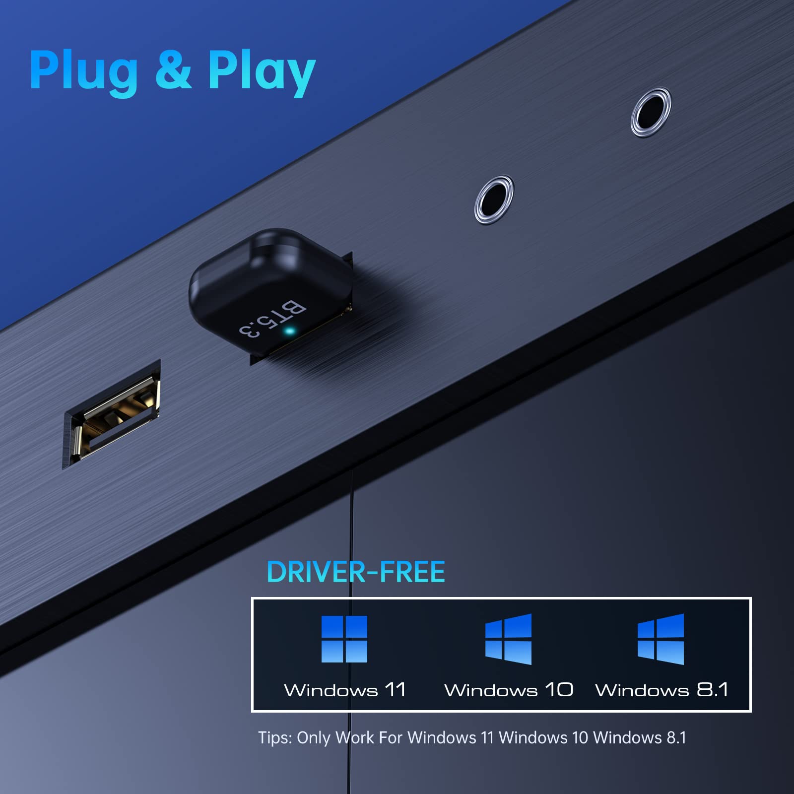 EDUP USB Bluetooth 5.3 Adapter for PC - Plug & Play Dongle Receiver for Windows 11/10/8.1 - Compatible with Desktop, Laptop, Mouse, Keyboard, Printers, Headsets, Speakers, PS4/Xbox Controllers - Ideal for Home Office, Gaming, and Multimedia
