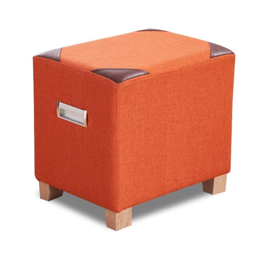 NMDCDH PU Simple Stylish Living Room Shoe Bench - Multifunctional Wooden Footstool Sofa Stool for Entryway, Bedroom & Hallway (Orange) - Perfect for Home Decor & Shoe Storage